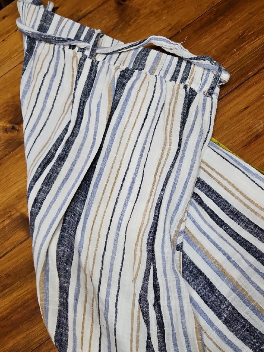 Striped Button-Front Midi Skirt in Blue, White & Tan - Picture 8 of 8